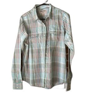 Wrangler Wrancher Women’s Pearl Snap Button Up Top Size L